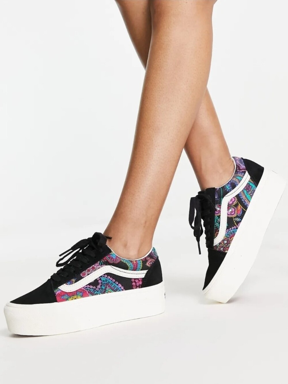 Vans OId Skool Stackform Paisley Floral Sneakers Womens Platform US Size 7.5 - Picture 15 of 16